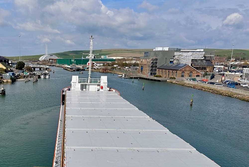 Cargo arriving by ship in Newhaven Port