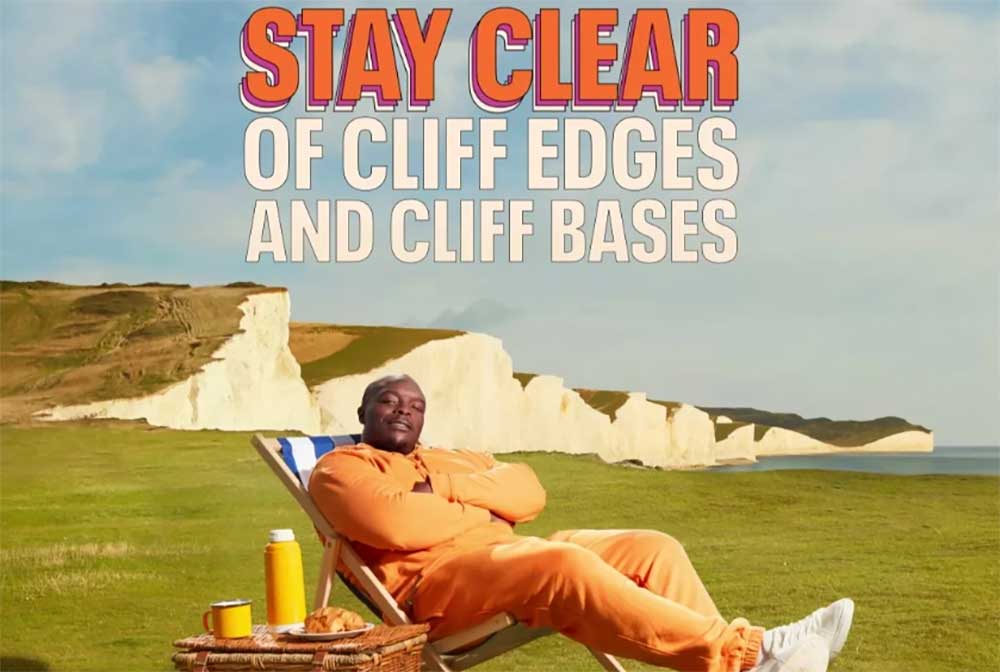 Stay clear of cliff edges coastguard poster and film