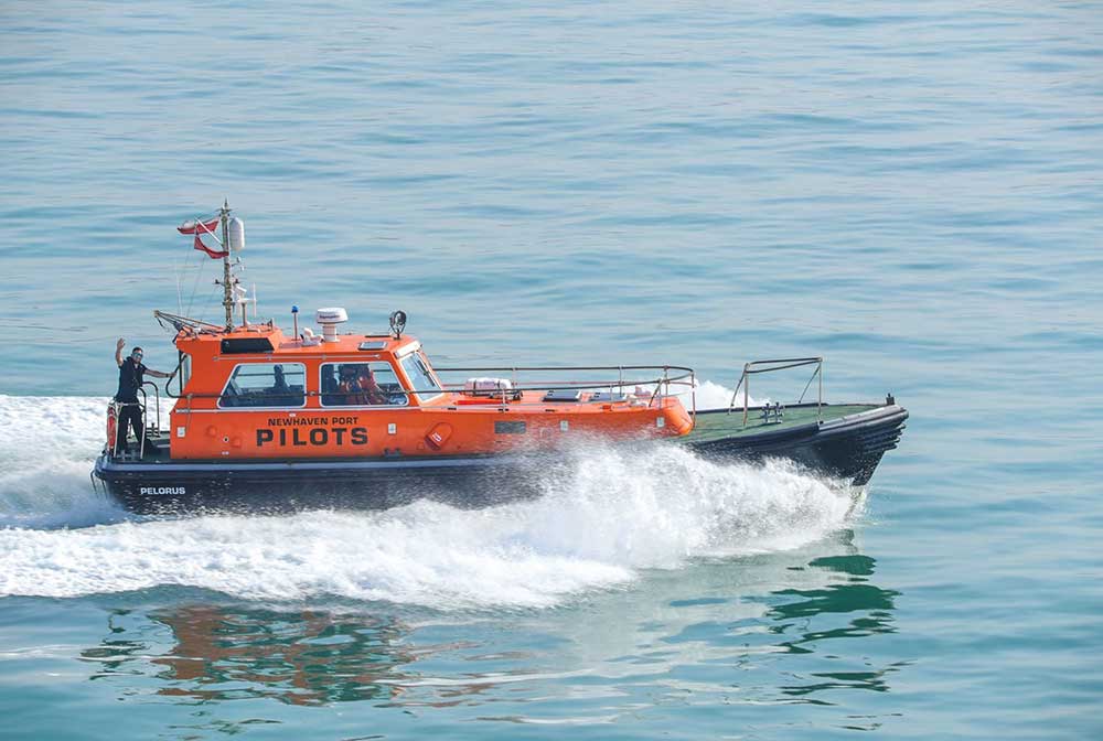 Pilot vessel on the sea
