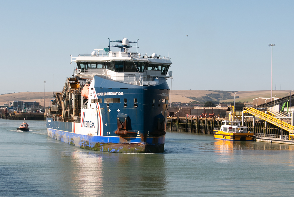 Newhaven Port with large ferry docking