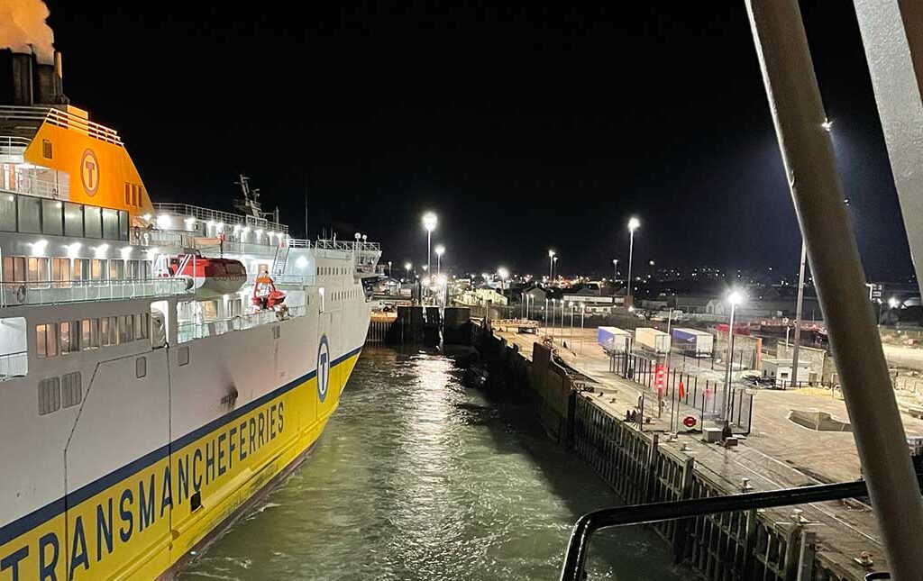 ferry entering the port