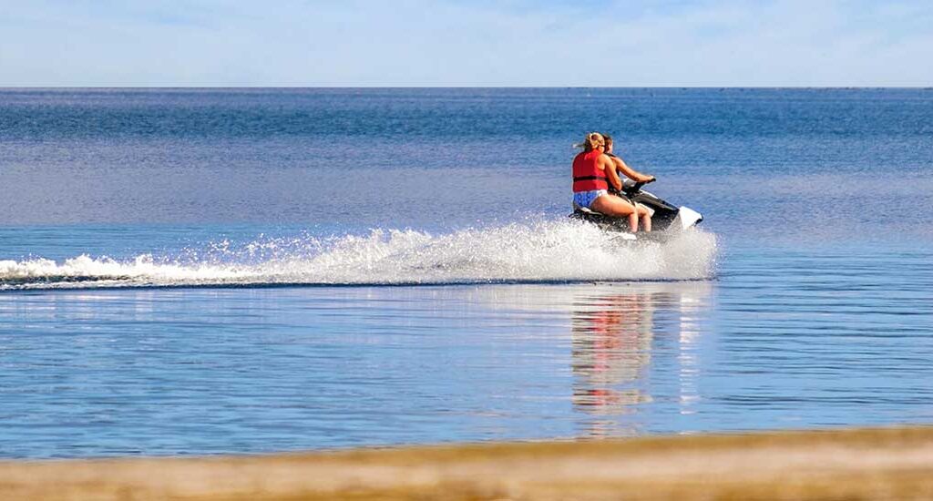 Jet Ski with two people on a calm sunny day