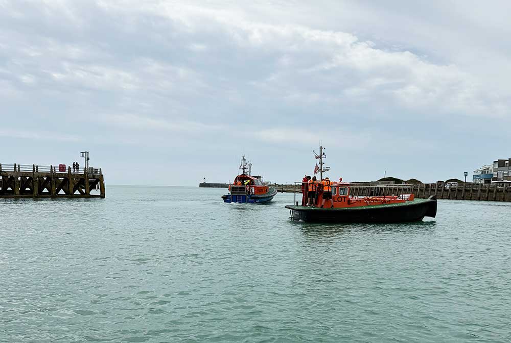 MOB training with RNLI and Pilot Vessel in Newhaven Port.