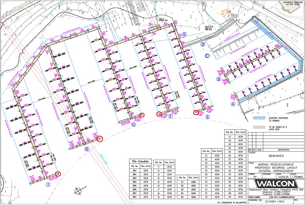 diagram of newhaven marina showing positions of navigational lights