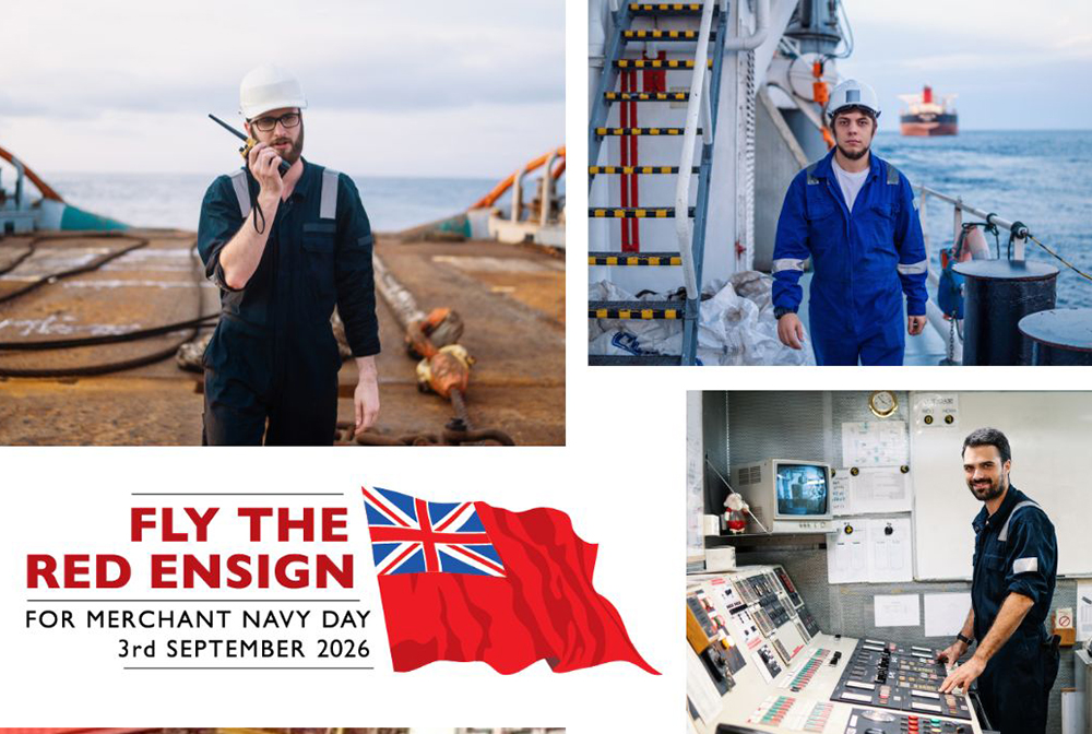 Merchant Navy employees shown on various vessels for Merchant Navy Day